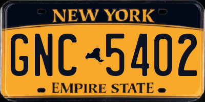 NY license plate GNC5402