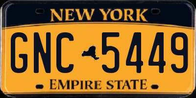 NY license plate GNC5449