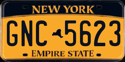 NY license plate GNC5623