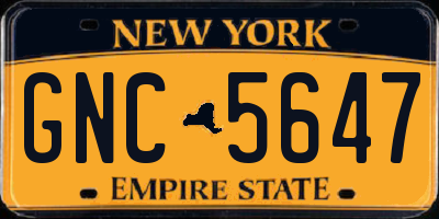 NY license plate GNC5647