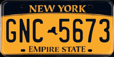 NY license plate GNC5673