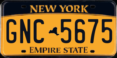 NY license plate GNC5675