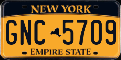 NY license plate GNC5709