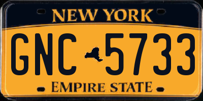 NY license plate GNC5733