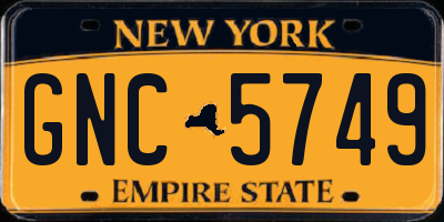 NY license plate GNC5749