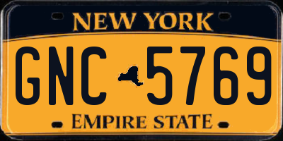 NY license plate GNC5769