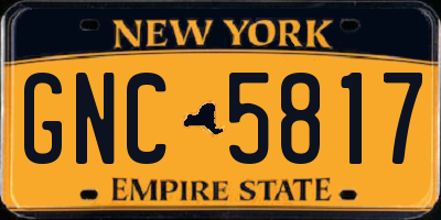 NY license plate GNC5817