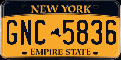 NY license plate GNC5836