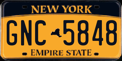 NY license plate GNC5848