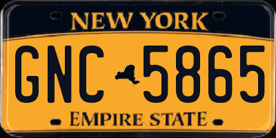 NY license plate GNC5865