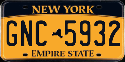 NY license plate GNC5932