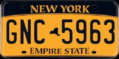 NY license plate GNC5963