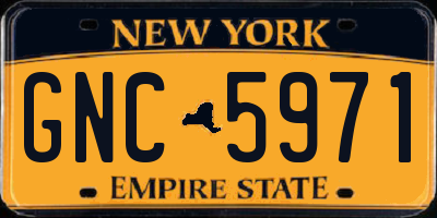 NY license plate GNC5971