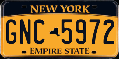 NY license plate GNC5972
