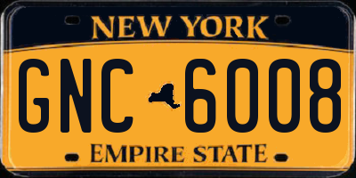 NY license plate GNC6008