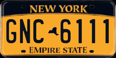 NY license plate GNC6111