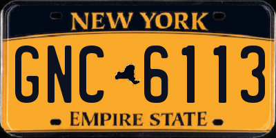 NY license plate GNC6113