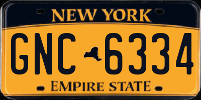 NY license plate GNC6334