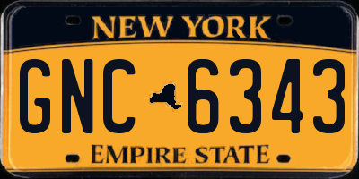 NY license plate GNC6343
