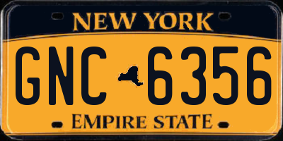 NY license plate GNC6356
