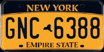 NY license plate GNC6388