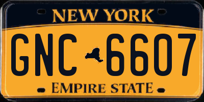 NY license plate GNC6607