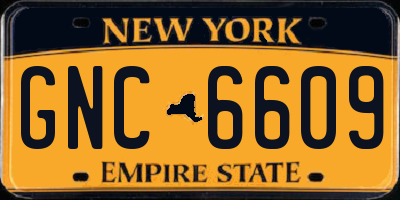 NY license plate GNC6609