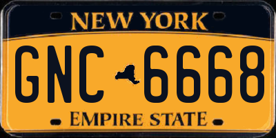 NY license plate GNC6668