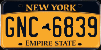 NY license plate GNC6839