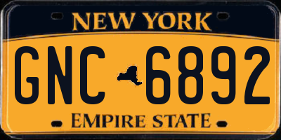 NY license plate GNC6892
