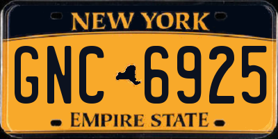 NY license plate GNC6925