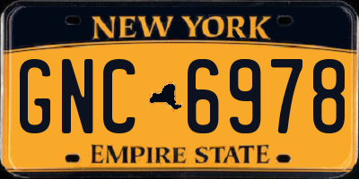 NY license plate GNC6978