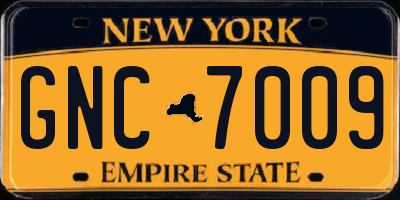 NY license plate GNC7009