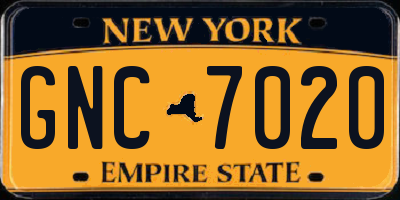 NY license plate GNC7020