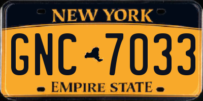 NY license plate GNC7033