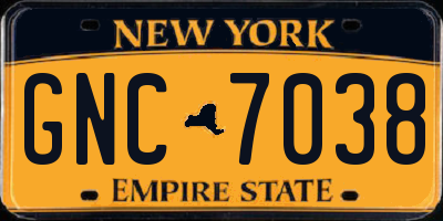 NY license plate GNC7038