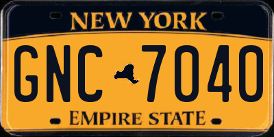 NY license plate GNC7040