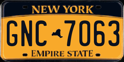NY license plate GNC7063