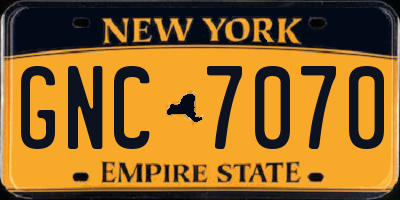 NY license plate GNC7070