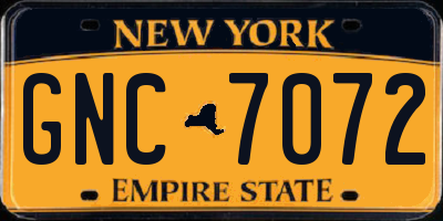 NY license plate GNC7072