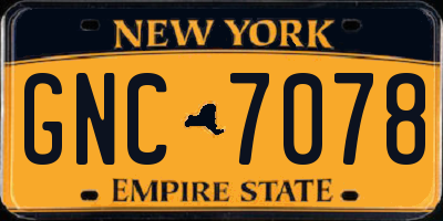 NY license plate GNC7078