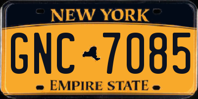 NY license plate GNC7085