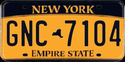 NY license plate GNC7104