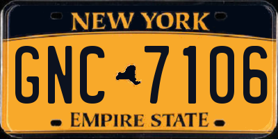 NY license plate GNC7106