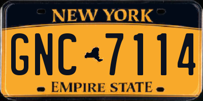 NY license plate GNC7114