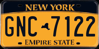 NY license plate GNC7122