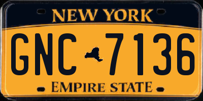 NY license plate GNC7136