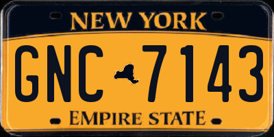 NY license plate GNC7143