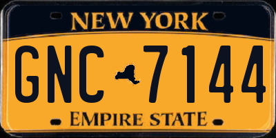 NY license plate GNC7144