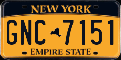 NY license plate GNC7151